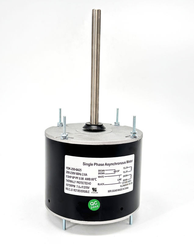 48 Frame Condenser Fan Motor - 1/3HP 1075RPM 208-230V 60HZ Reversible 1/2''*6 1/2'' Shaft